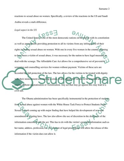 Sexual Abuse of Women in the US and Saudi Arabia