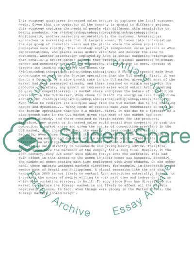 Avon Calls on Foreign Markets