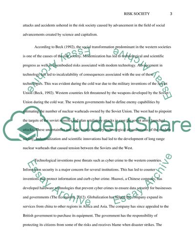 Conceptions of Risk in Contemporary Society