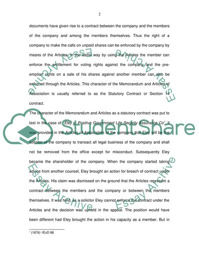 Association and the Contractual Relationship of the Members