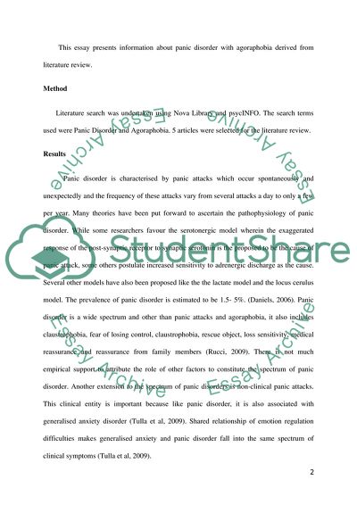 Panic Disorder and Agoraphobia