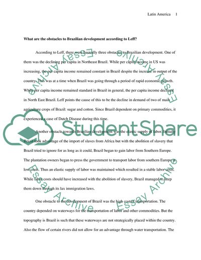 The Obstacles to Brazilian Development