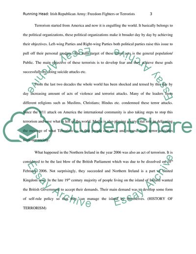 Irish Republican Army: Freedom Fighters or Terrorists