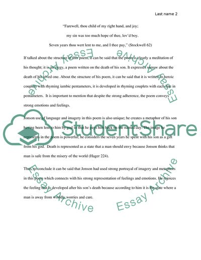 On My First Son: A Critical Analysis