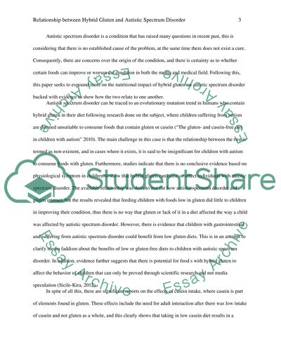 Relationship between Hybrid Gluten and Autistic Spectrum Disorder