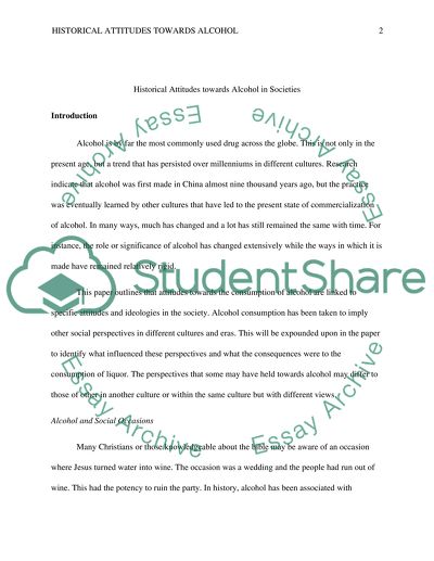 Historical Attitudes towards Alcohol