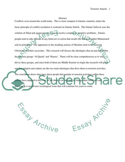 Terrorist Attacks of Al Qaeda and Hamas