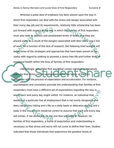 Stress in Family Members and Loved Ones of First Responders