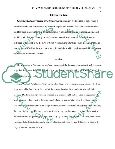 Comparison of Nadine Gordimer and Alice Walker