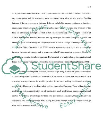 Conflict within an Organization Is Inevitable