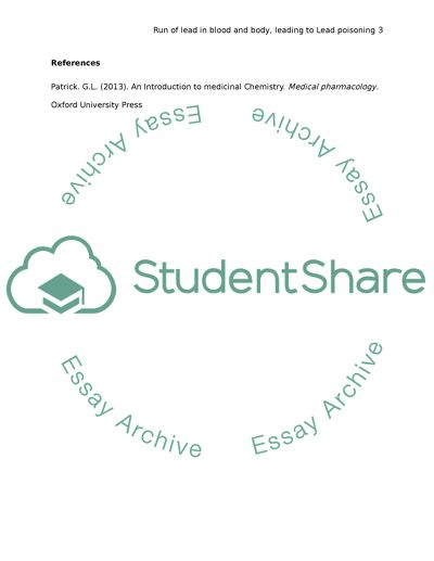 Incorporation of Lead in Blood and Body, Leading to Lead Poisoning
