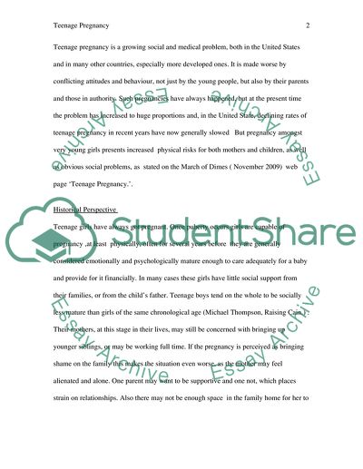 The Problem of Teenage Pregnancy