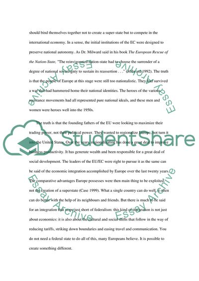 The United States of Europe after the Second World War