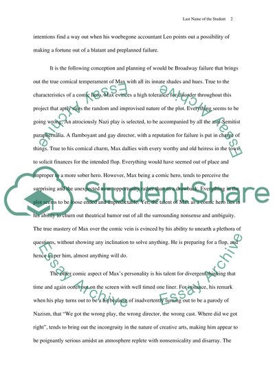 The Producers: Max Bialystock as a Comic Hero