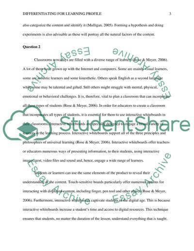 Differentiating for Learning Profile