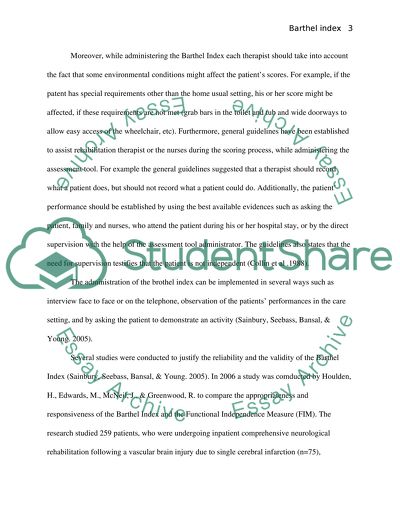 The Advantage of the Barthel Index