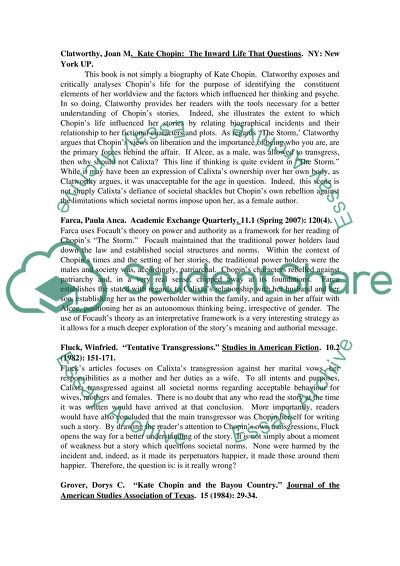 Analysis of Articles about Kate Chopins Works