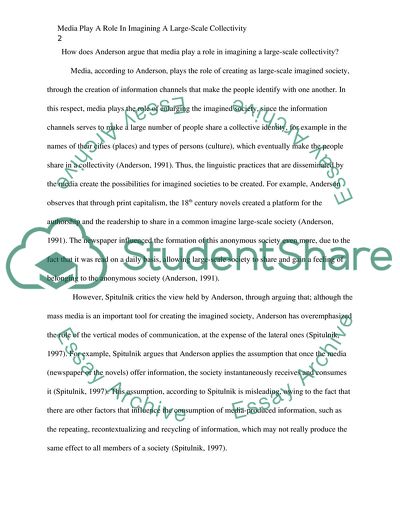 How does Anderson argue that Media Play a Role in Imagining a Large-Scale Collectivity