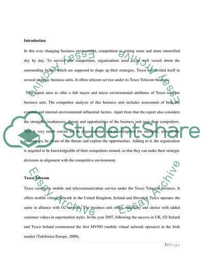 SBU of Tescos Telecoms