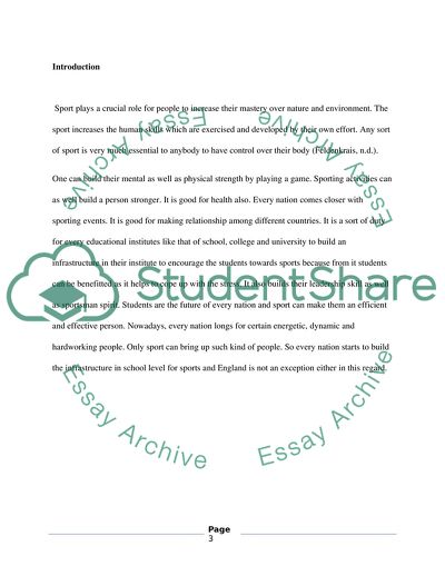 A Specific Sport in Primary and Secondary School Curriculum in England