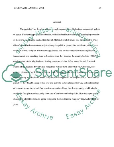 The War between Soviet and Afghanistan