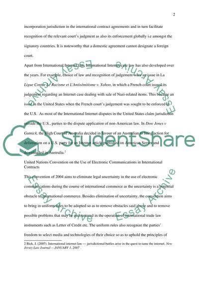 Internet and International Commercial Law