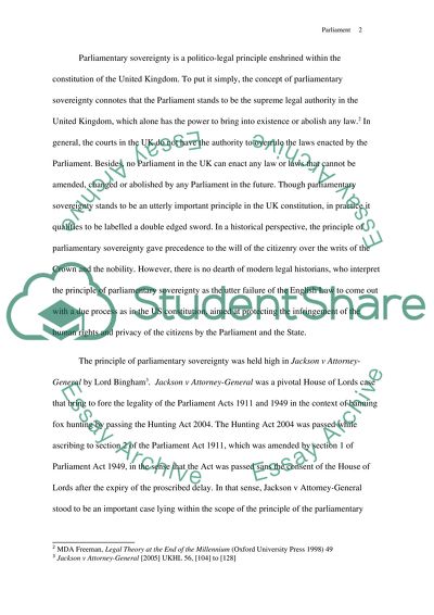 The Principle of Parliamentary Sovereignty