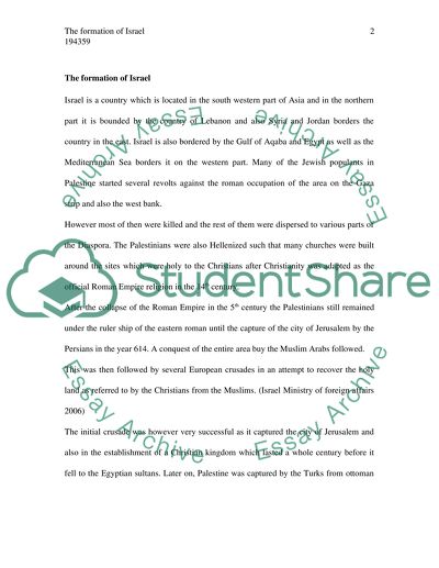 The Formation of Israel