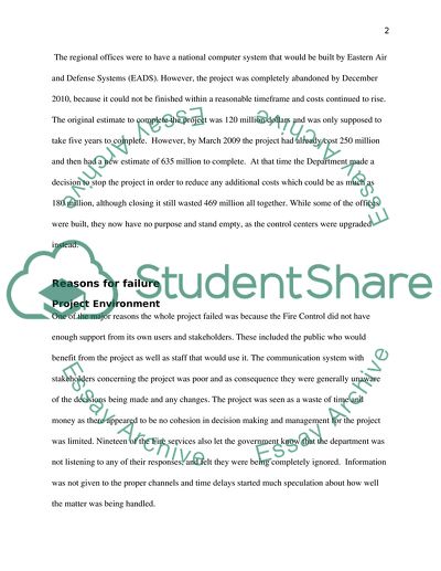 Reasons of Failure of The Fire Control Project