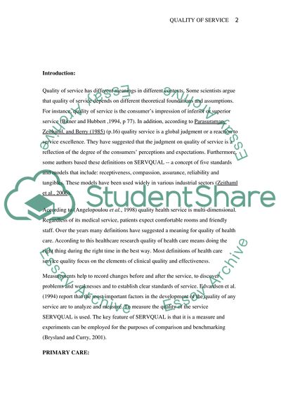 Quality of Service: An Investigation into United States and Saudi Arabian Health Care Systems