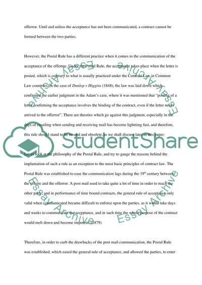 The Foremost Instance of the Postal Rule