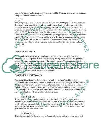 MACRO ECONOMIC SECTOR OUTLOOK
