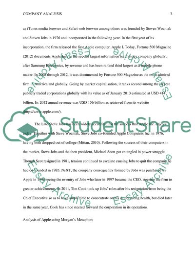 Apple Inc as an Organism Defined by Analysis Metaphors by Morgan