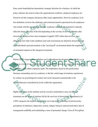 Defining Survivor Syndrome and Negative Outcomes