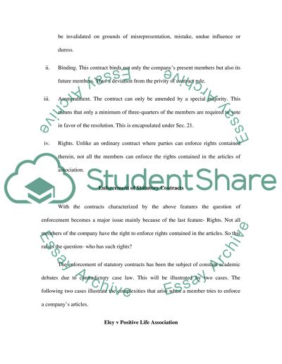 Who can enforce the articles of association