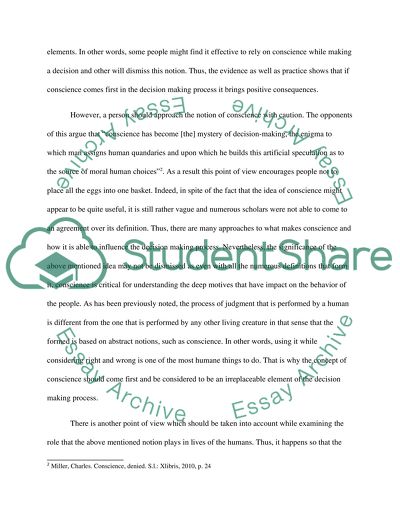 Conscience in Making Ethical Choices