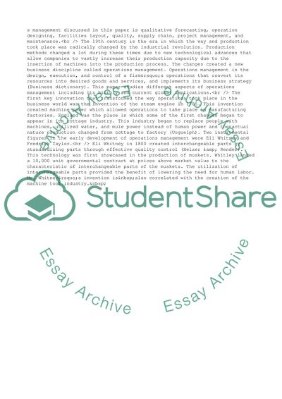 Features of Operation Management