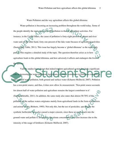 Water pollution and the way agriculture affects this global dilemma