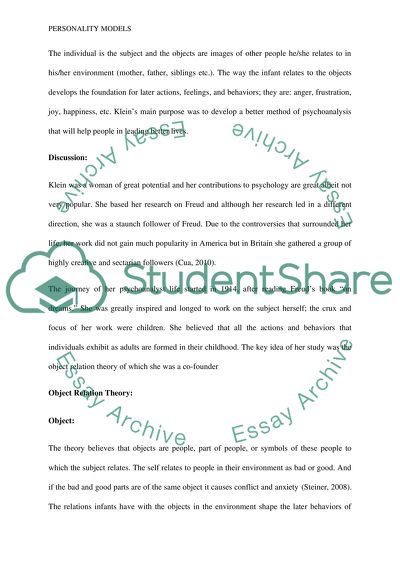 The Model of Personality by Melanie Klein