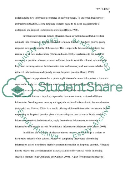 How Increasing Wait Time Affect the Number of Correct Responses from Elementary ELL Students