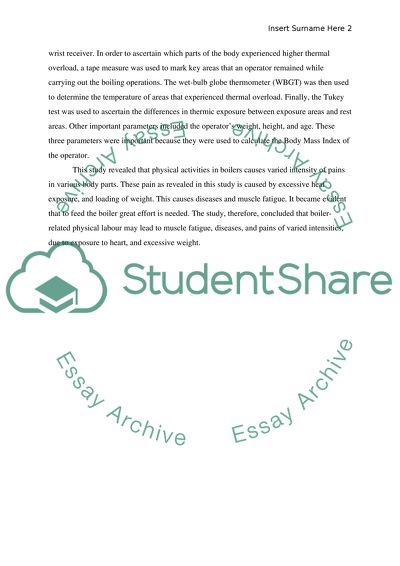 Physical Workload in Boiler Operations