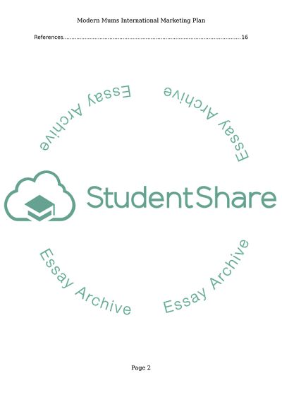 Modern Mums International Marketing Plan