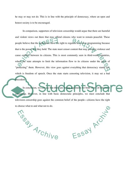 Should the authorities control what is show in TV