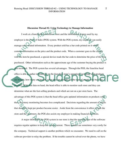 Discussion Thread 2- Using Technology to Manage Information