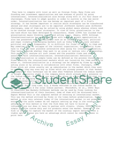 Risks and Rewards of Internationalization Strategies