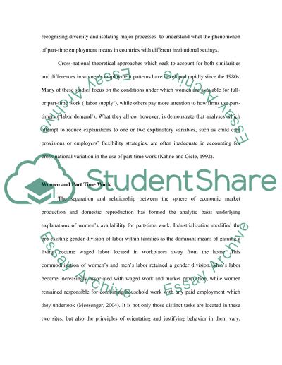 Conceptualizing Part Time Work