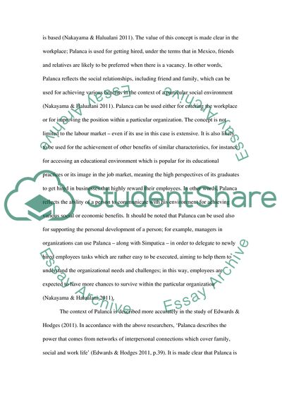 Communication Studies Paper about Communication Dimension in Mexican Culture (Palanca and Simpatica)