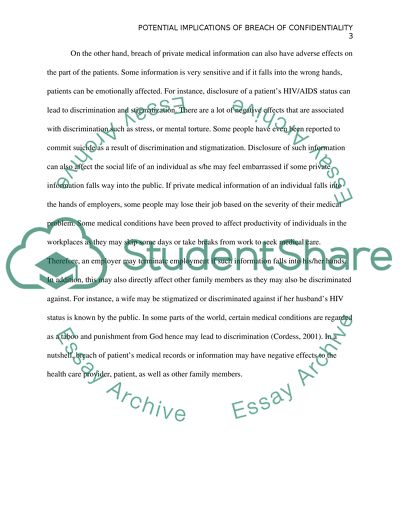 Potential Implications of Breach of Confidentiality