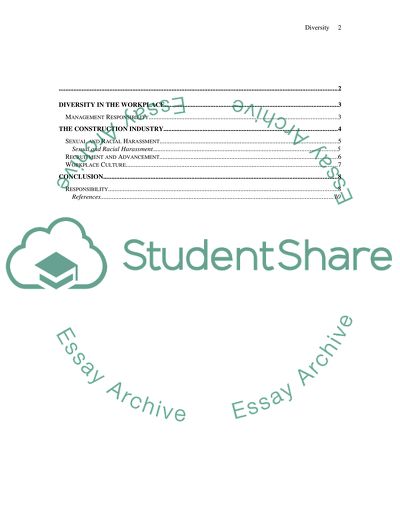 The Construction Managers Responsibility Towards a Workplace Culture of Diversity