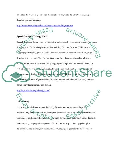 Description of Websites about Language Development